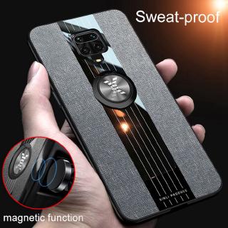 Fashion Woven Cloth Casing Xiaomi Redmi Note 9S Soft TPU Cover Xiomi Redmi Note 9 Pro Max Magnetic Car Finger Ring Holder Back Case