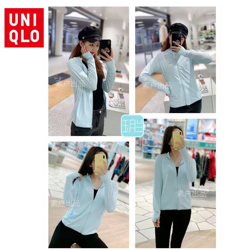 uniqlo-เสื้อแจ็กเก็ต-เสื้อกันลม-มีฮู้ด-ป้องกันรังสียูวี-upf50-สําหรับผู้หญิง