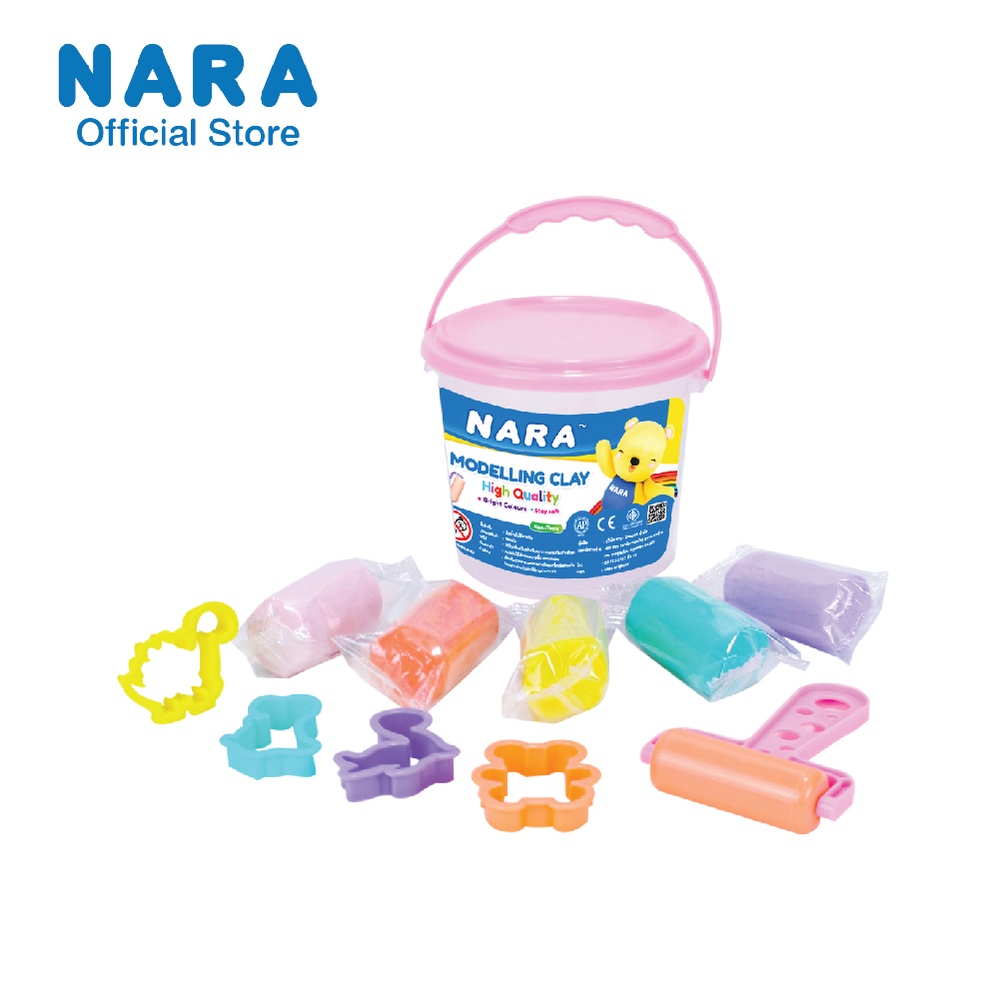 NARA Modelling Clay ดินน้ำมันไร้สารพิษสีพาสเทล ขนาด 200 กรัม 5 สี พร้อม