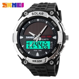 สินค้า SKMEI ร้านค้าอย่างเป็นทางการ แท้ 100% นาฬิกาข้อมือดิจิตอลพลังงานแสงอาทิตย์สำหรับผู้ชาย