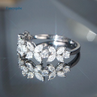 Fancyqube เครื่องประดับแหวนแฟชั่นผู้หญิงรูปดอกไม้ออกแบบเงา Cubic Zirconia