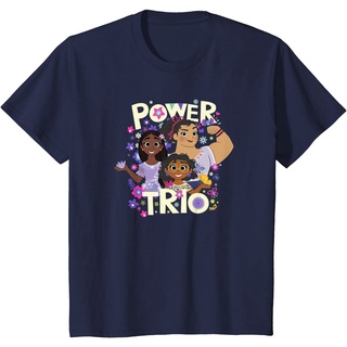 เสื้อยืดผ้าฝ้ายพรีเมี่ยม เสื้อยืด พิมพ์ลายโปสเตอร์ Disney Encanto Group Shot Power Trio