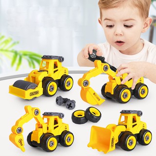 Kanak ของเล่นเด็ก รถขุดน็อต รถบรรทุกวิศวกรรม รถขุด kereta mainan เพื่อการศึกษา DIY