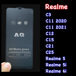Realme 6, Realme 7 5G, realme 7i C11, C12, C15, C17, realme 7pro Narzo 30A ฟิล์มกระจกเต็มจอ แบบด้าน :AG:  กาวเต็ม