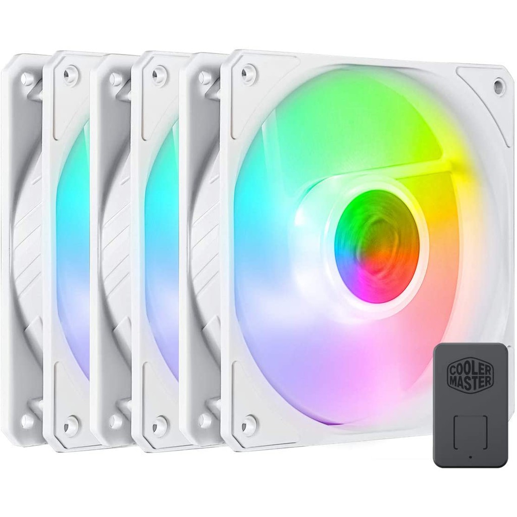 ราคาและรีวิวCoolerMaster SickleFlow 120 V2 ARGB White Edition 3in1 Square Frame Fan Cooler Master สีขาว