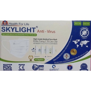 🔥พร้อมส่ง🔥 Skylight ของแท้ 100%🎖️หน้ากากอนามัย4 ชั้น มี 6 สี ให้เลือก🏆 1กล่อง มี 50 ชิ้น🔥พร้อมส่ง🔥