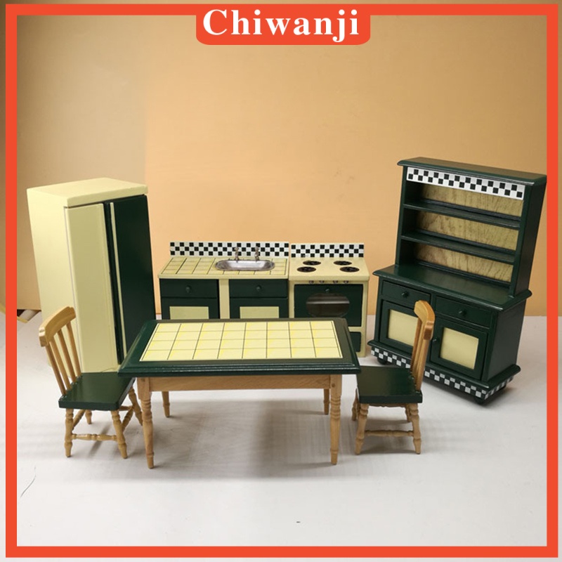 chiwanji-ชุดเฟอร์นิเจอร์ไม้จิ๋วสําหรับตกแต่งบ้านตุ๊กตา