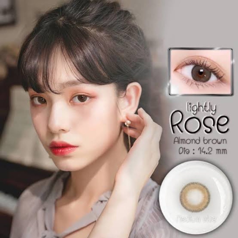 lightlyrosealmondbrownyluxzylensเลนส์แบบดิวอริศราcontactlensขนาดเท่าตา