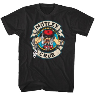 tshirtเสื้อยืดคอกลมฤดูร้อนใหม่ เสื้อยืดลําลอง ผ้าฝ้าย แขนสั้น พิมพ์ลายการ์ตูน Motley Crue Rocker Heavy Metal Tour ใส่สบา