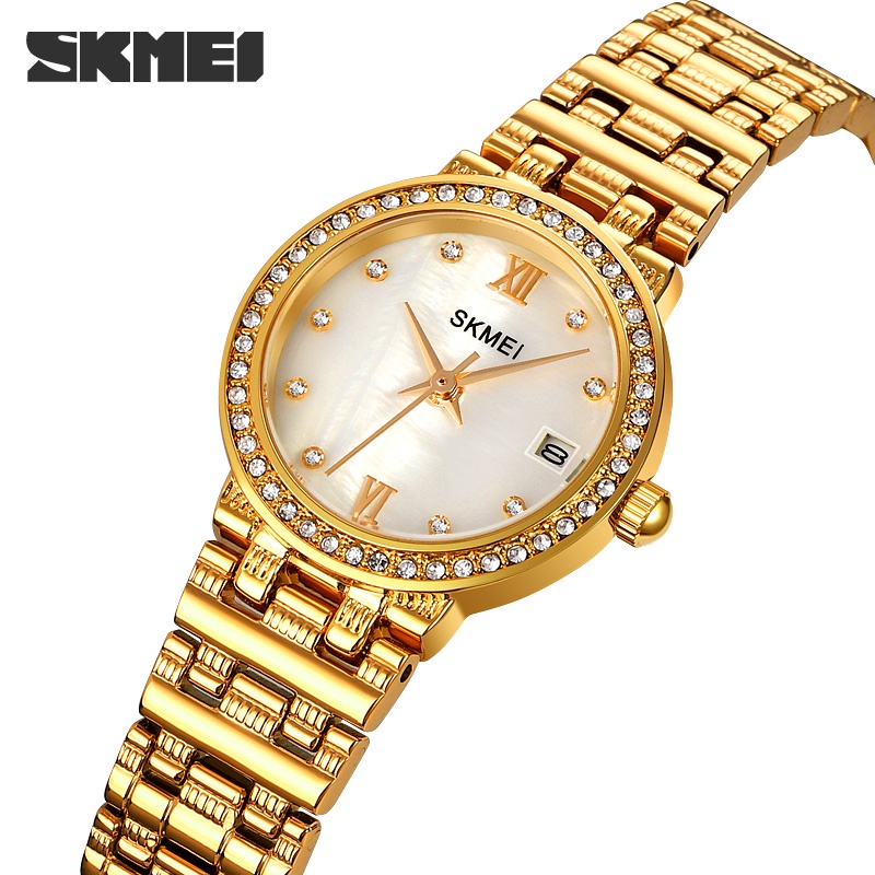 skmei-ใหม่-นาฬิกาข้อมือควอตซ์แฟชั่น-สายแสตนเลส-กันน้ํา-สําหรับผู้หญิง