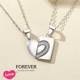 s925 Forever Necklace 1 สร้อยคอคู่รักเงินแท้ สื่อกลางแทนความรัก สวยงาม งานประณีต ประดับ Cubic Zirconia (CZ) ไม่แยกขาย