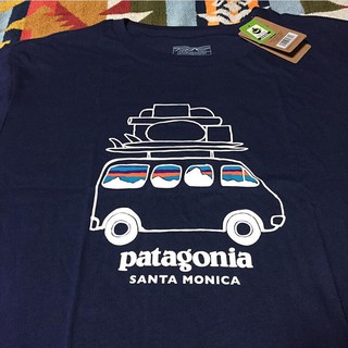 Patagonia Bus เสื้อยืดลําลองสําหรับผู้ชายผ้าฝ้ายแขนสั้นทรงหลวม