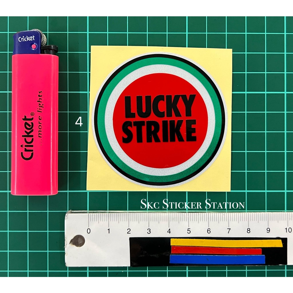 Lucky strike (3 ขนาด Avaiable) สติ๊กเกอร์ตัดทับซ้อนกันแบบสะท้อนแสง ...