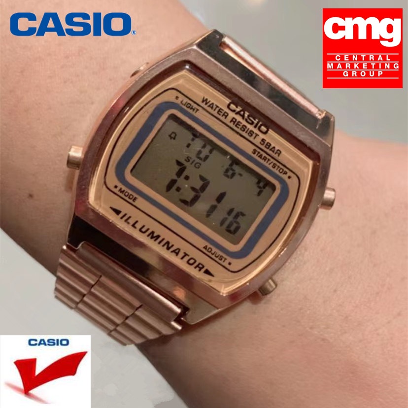 ของแท้100-นาฬิกา-casio-นาฬิกาสุภาพสตรี-รุ่น-b640wc-สีทอง-รับประกัน-1-ปี