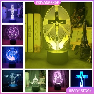 โคมไฟตั้งโต๊ะอะคริลิค Led รูปพระเยซู มัสยิด 3d ไล่โทนสี หลากสีสัน เหมาะกับของขวัญ สําหรับตกแต่งบ้าน