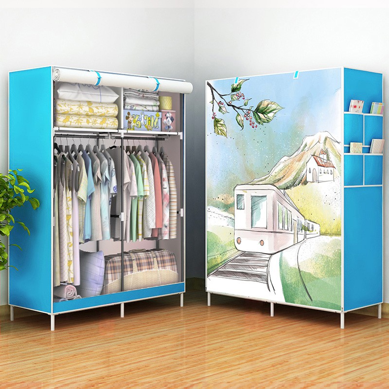 ภาพสินค้า(มี4สีนะจ๊ะ) Hommy ตู้เสื้อผ้า DIY 2 บล๊อค ผ้าเคลือบมัน 3D (J)012 จากร้าน hommyhome1 บน Shopee ภาพที่ 2