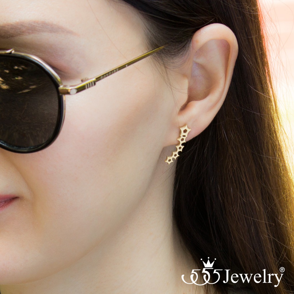 555jewelry-ต่างหูสตั๊ดสแตนเลส-climber-earring-รูปดาวห้าแฉก-รุ่น-mnc-er1141-ต่างหูผู้หญิง-ต่างหูสวยๆ-ต่างหูแฟชั่นสวยๆ