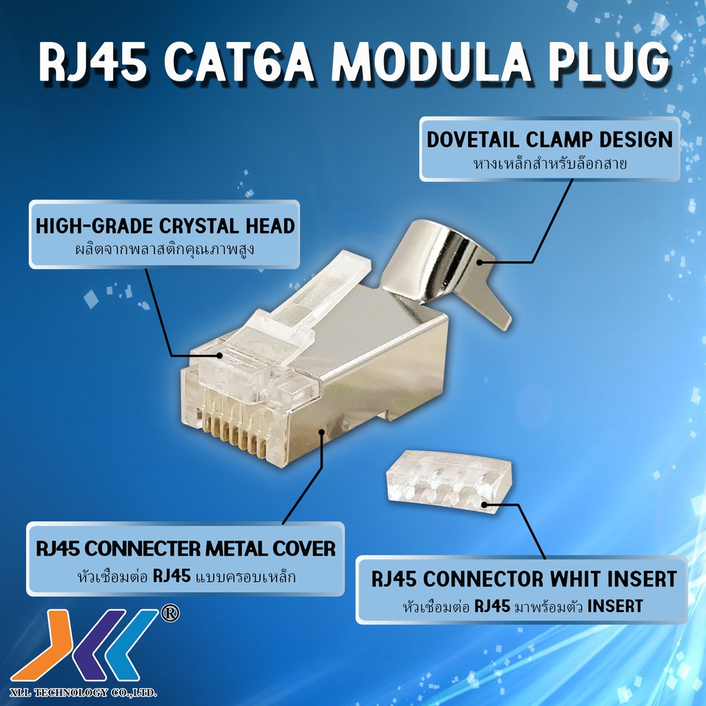 xll-rj-45-modular-plug-network-cat6a-ถุง-รหัสสินค้าrj-c6aแพ็ค-2-ชิ้น-4-ชิ้น-และ-6-ชื่น