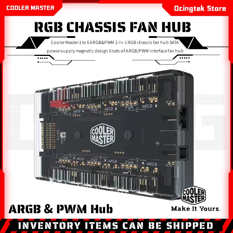Cooler Master 1 To 6 Multi Way Splitter 5V 3PIN RGB Case Fan Hub ...