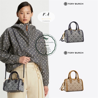 F.A ว่าแท้100% TORY BURCH T MONOGRAM JACQUAD MINI BARREL PETITE BAG กระเป๋าบอสตัน กระเป๋าโท้ท กระเป๋าสะพายข้าง 1620