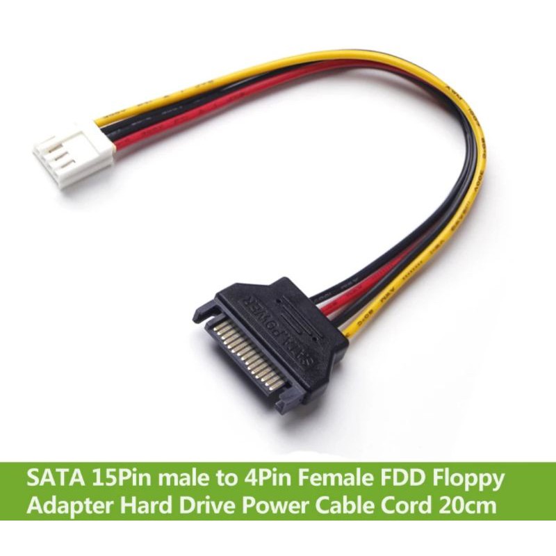 sata-15-pinถึง-4-pinหญิงfddฟล็อปปี้อะแดปเตอร์ฮาร์ดไดรฟ์สายไฟ