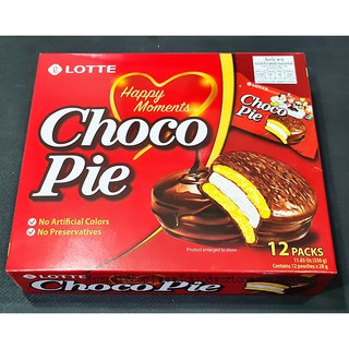 LOTTE Choco Pie Original ล๊อตเต้ ช็อกโกพาย กล่องใหญ่12ชิ้น×28กรัม (336g) กล่องสีแดง