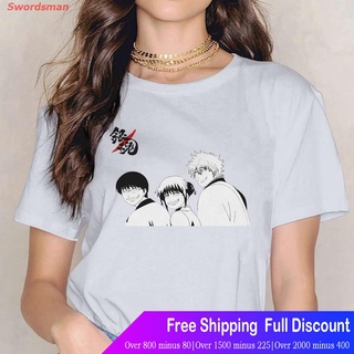 ผ้าฝ้าย 100% เสื้อยืดกีฬา Kawaii เสื้อยืดคอกลมแขนสั้นพิมพ์ลายการ์ตูน Gintama Gintama สไตล์ฮาราจูกุสําหรับผู้หญิ