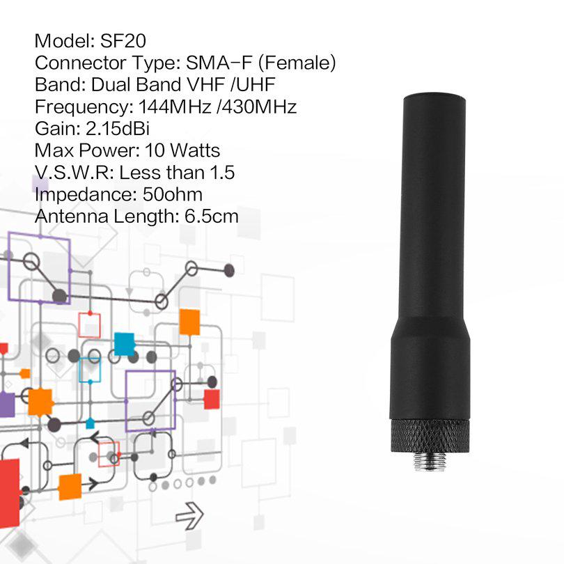 เสาอากาศวิทยุสื่อสาร SMA-F SF20 ขนาดเล็ก 1 ชิ้น สําหรับ BAOFENG