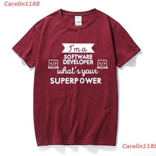 Carelin1188 2022 New Men Tee Shirt Software Developer Superpower Professions Cotton Men T Shirt Maroon discount