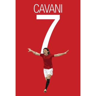 โปสเตอร์ Edinson Cavani คาวานี่ Manchester United Man Unt แมนเชสเตอร์ยูไนเต็ด Manu MUFC แมนยู Red Devils Poster ฟุตบอล