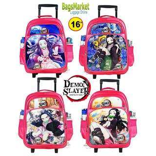 9889 Shop🦄Kids Luggage 16" (ขนาดใหญ่-L) กระเป๋าเด็ก กระเป๋าเป้มีล้อลากสำหรับเด็ก กระเป๋านักเรียน Nezuko New
