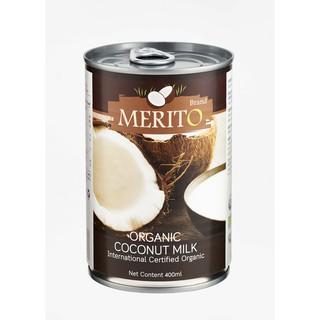 ภาพขนาดย่อของภาพหน้าปกสินค้าMeritO Organic Coconut Milk 400ml. (เมอริโต้ กะทิออร์แกนิค 400มล) จากร้าน merito_shop บน Shopee