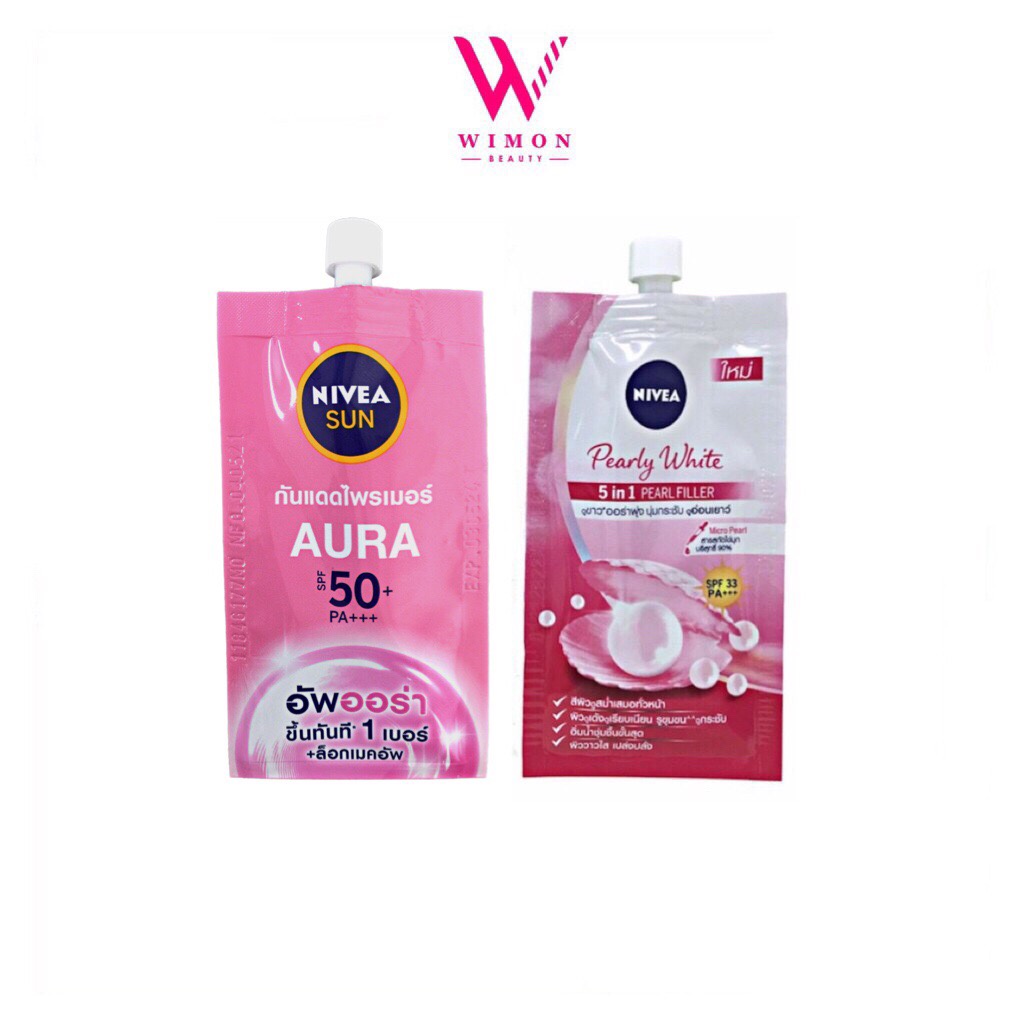 แบบซอง) NIVEA ครีมนีเวีย เพิร์ลลี่ ไวท์ และ กันแดดนีเวีย ซัน  โพรเท็คแอนด์ไวท์ | Shopee Thailand