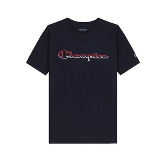 HH Champion Mens Atheltic T-Shirt Jersey Tee, Split Script Logo Round Neck Cotton Navy GT23H-Y08126-031 เสื้อยืดผ้าฝ้าย