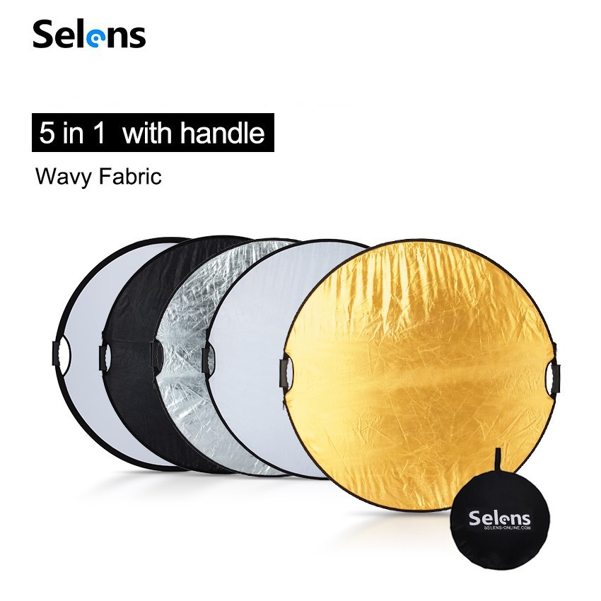 รูปภาพของSelens Reflector แผ่นสะท้อนแสง 5 in1 110 ซม. 80 ซม. 60 ซม. แผ่นกันแสงสะท้อนแบบพกพา สำหรับถ่ายภาพสตูดิโอลองเช็คราคา