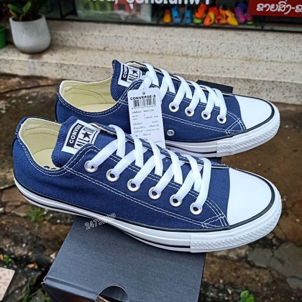 รองเท้าคอนเวิร์ส-รองเท้าผ้าใบ-ออลสตาร์-converse-all-star-ox-navy-m9697cna-ของแท้-100-พร้อมส่ง