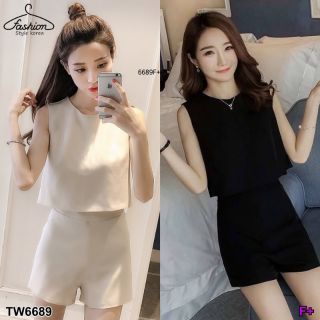 เซท​ 2​ ชิ้น เสื้อแขนกุด ดีเทลด้านหลังติดกระดุมเพชร ผูกโบว์ริบบิ้น​ น่ารักมากๆจ้า