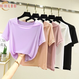 พร้อมส่ง เสื้อยืดลําลอง ผ้าฝ้าย แขนสั้น คอกลม ทรงหลวม สไตล์เกาหลี สําหรับสตรี
