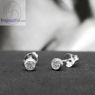 Finejewelthai ต่างหู-ต่างหูเพชร-ต่างหูเงิน-เพชรสังเคราะห์-เงินแท้ 925-Diamond CZ-Silver-Design-Earring - E2002cz00