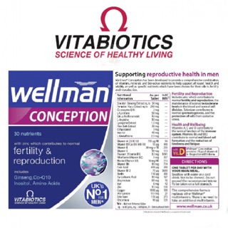 🌟พร้อมส่ง🌟 วิตามินบำรุงร่างกายเพื่อการมีบุตรสำหรับผู้ชาย Vitabiotics Wellman Conception