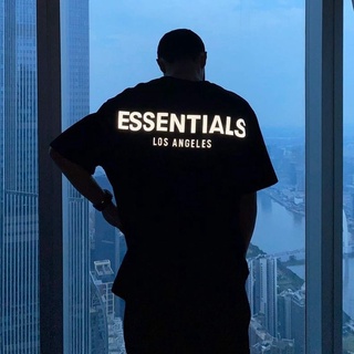 เสื้อคู่ - เสื้อยืดสําหรับผู้ชาย▥K.FEAR ESSENTIALS ลอสแองเจลิส ลิมิตส์ แขนสั้นสะท้อนแสง 3 ม.