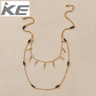 Jewelry Simple Rice Bead Necklace Female Double Pentagram Pendant Neck Chain Clavicle Chain fo