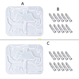 Flgo แม่พิมพ์ซิลิโคนเรซิ่น อีพ็อกซี่ ลายการ์ตูนแมว 3D สําหรับทําเครื่องประดับ พวงกุญแจ DIY