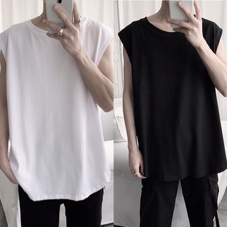 สินค้า พร้อมส่ง เสื้อยืดแขนกุด สีพื้น สไตล์เกาหลี ใส่อยู่บ้าน เที่ยวได้