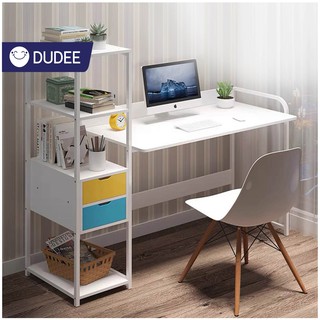 DUDEE โต๊ะทำงานไม้ 120cmถูกสุดๆโต๊ะคอมพิวเตอร์ พร้อมชั้นวางของขาเหล็กกล้าพ่นสีกันสนิมโต๊ะทำงานโต๊ะอ่านหนังสือ