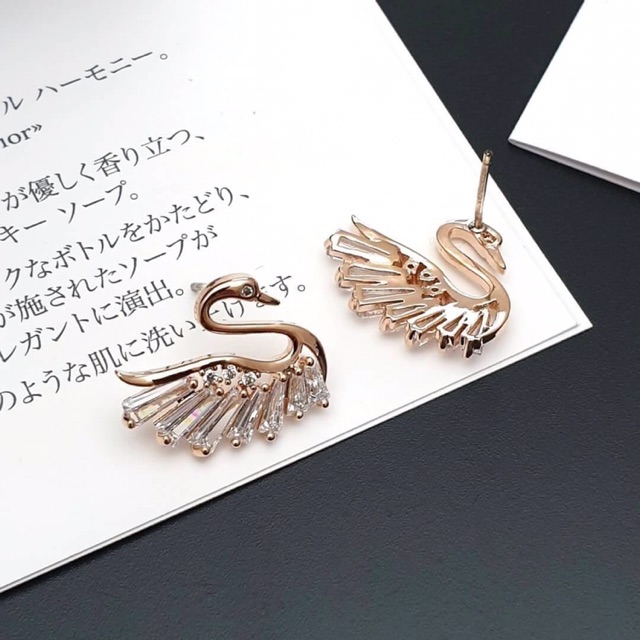 swan-earring-ต่างหูหงษ์สวยมากๆคะ-งานเพชร-cz-แท้-งานสวยมากกกก