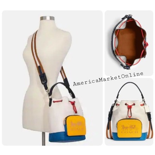 กระเป๋าหนัง COACH/ JES DRAWSTRING BUCKET BAG IN COLORBLOCK WITH HORSE AND CARRIAGE (COACH 1899)