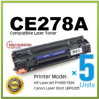 Discount4U **Pack 5**Toner รุ่น CE278A 278 78A 78 For HP LaserJet Pro P1560/P1566/P1600 /P1606dn/M1536dnf