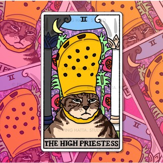 ภาพหน้าปกสินค้าสติ๊กเกอร์ไดคัท กันน้ำ ลายมีมแมว High Priestess Tarot Cat Meme Sticker Sheet แบรนด์ Chonky Goods by Ping Hatta. Studio ที่เกี่ยวข้อง