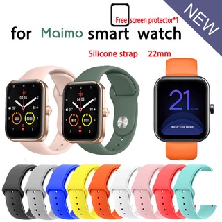 สินค้า สายซิลิโคนสำหรับสาย maimo smart watch สายสีพื้น สำหรับหน้าปัด ขนาด 22 mm